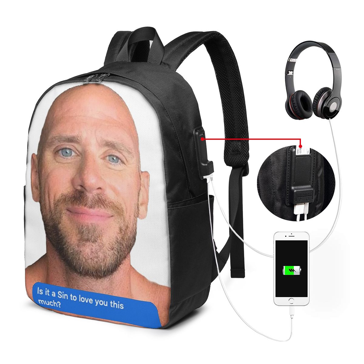 Рюкзак Johnny Sins Flirty Text – обзор и цена Travel Accessories Men